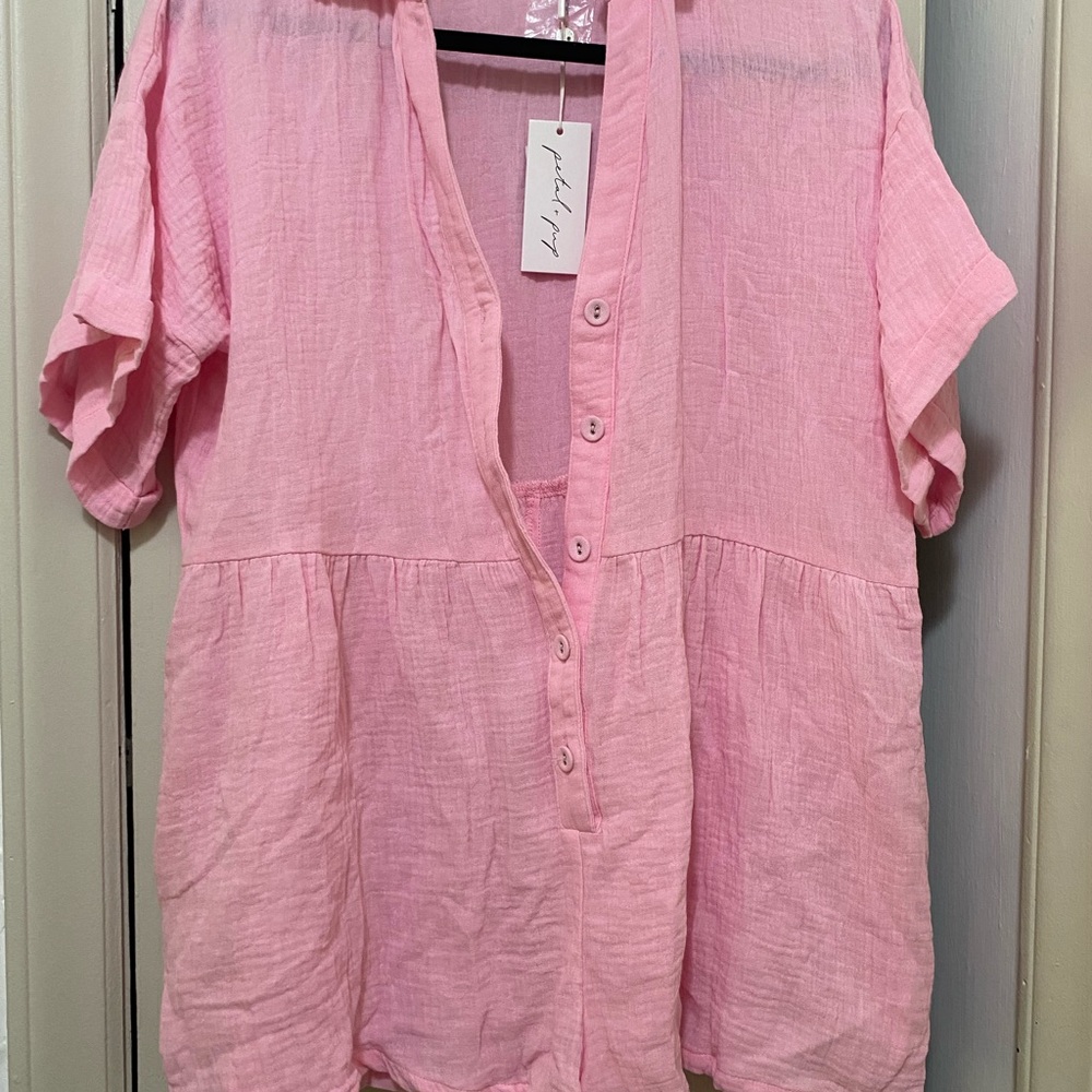 Petal & Pup Pink Gauze Muslin Cotton Romper